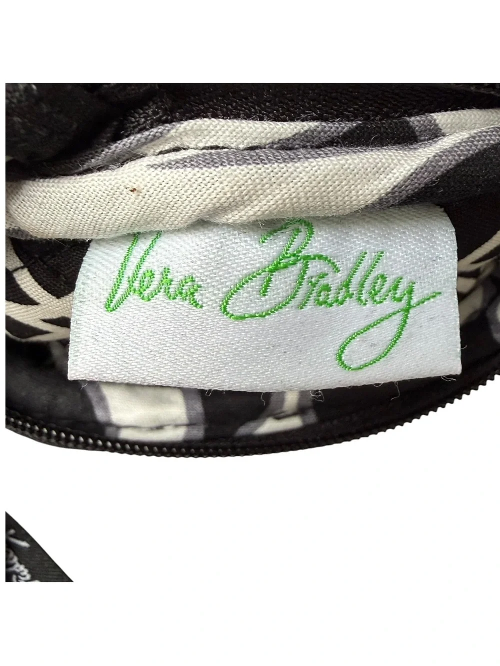 4/$25 Vera Bradley Night & Day Quilted Coin Pouch Wristlet Small Black White